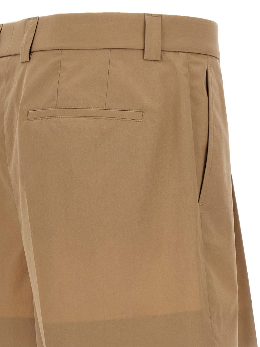 Gucci Brown Cotton Poplin Shorts With Subtle Embossed Logo