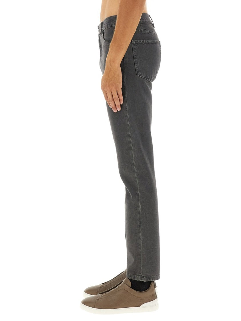 Zegna Charcoal Grey Straight-Leg Denim Pants