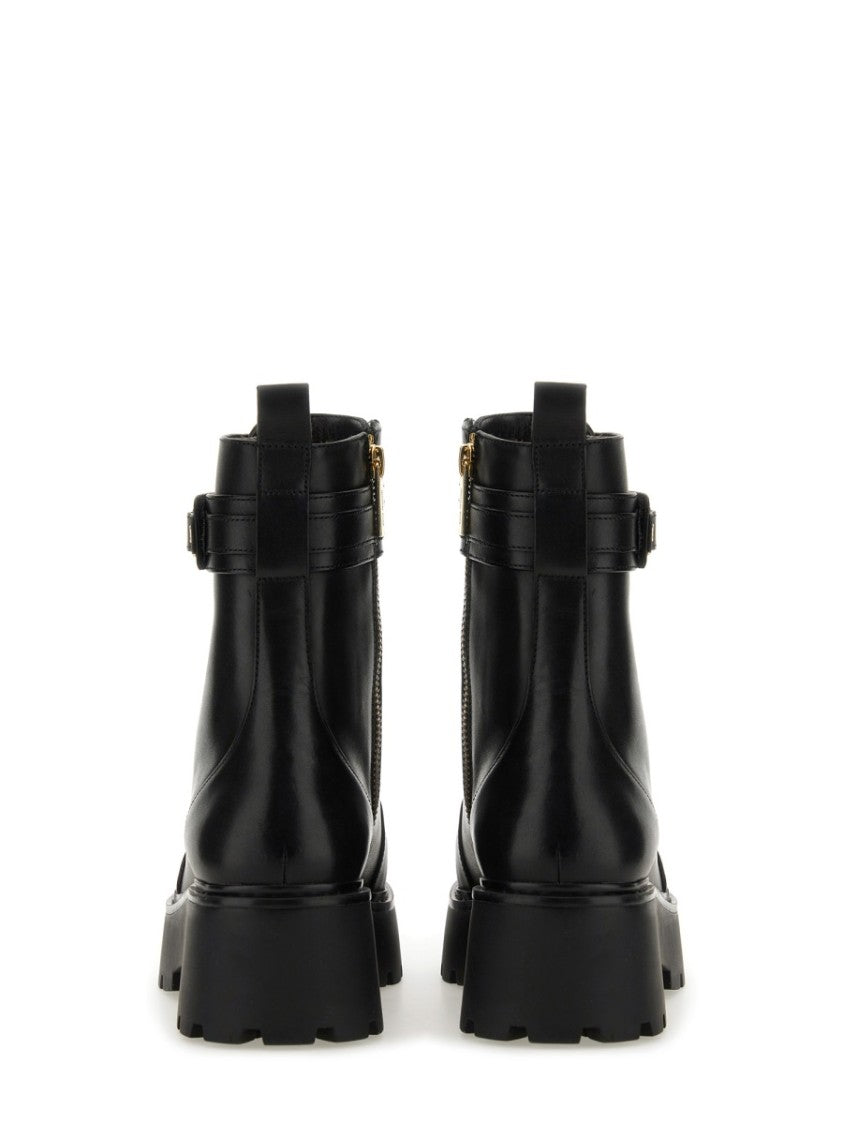Michael Michael Kors Lace-Up Black Cow Leather Platform Boots