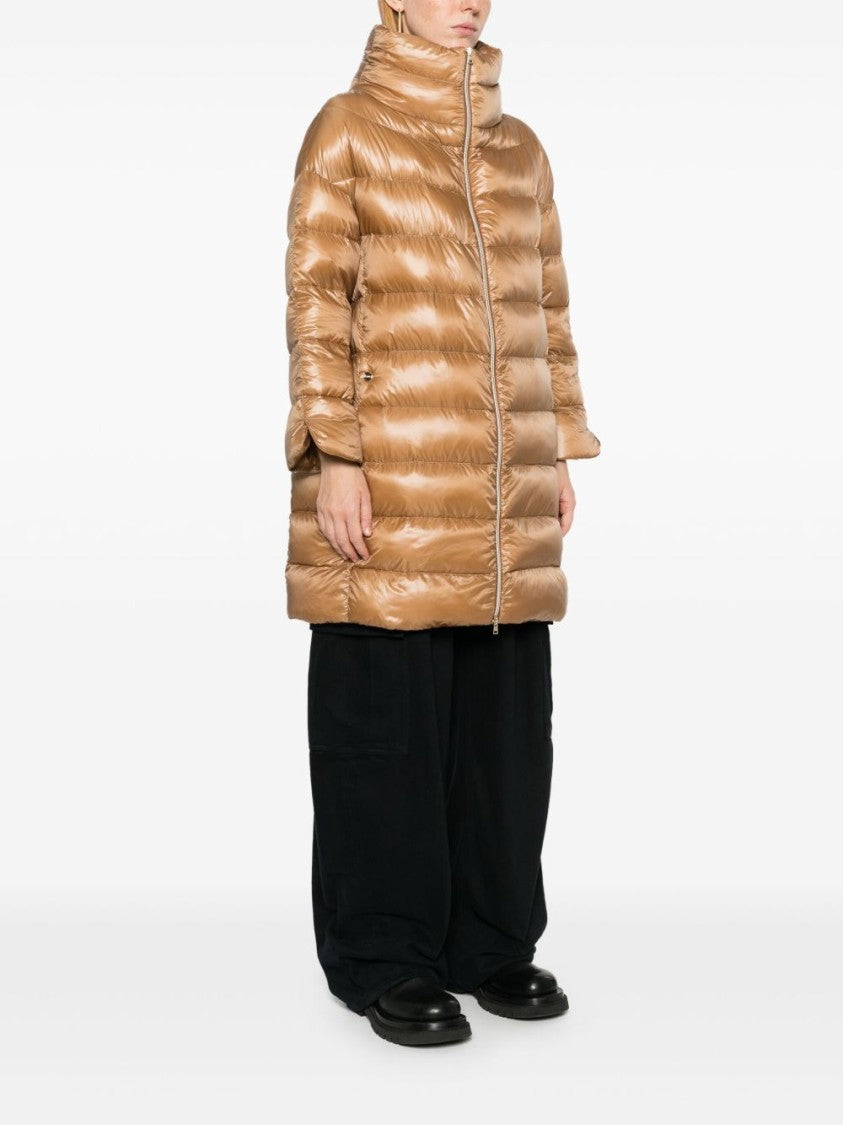 Herno Lightweight Camel Down Jacket With Double-Slider Closure