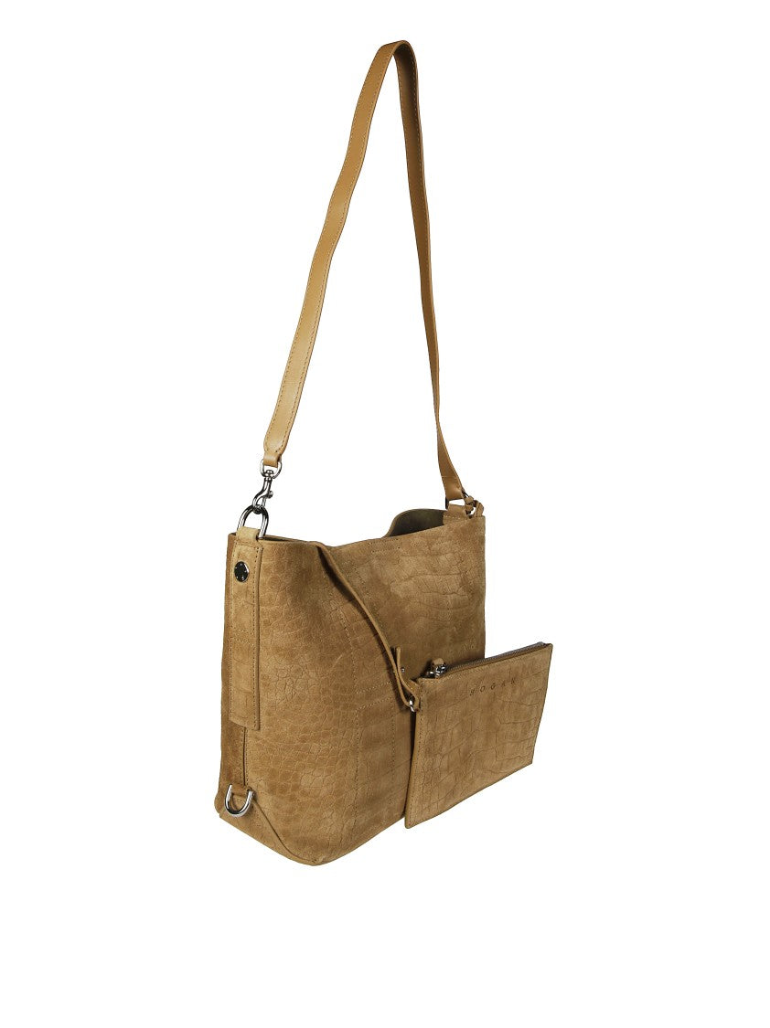 Hogan Crocodile-Embossed Shoulder Bag With Adjustable Strap