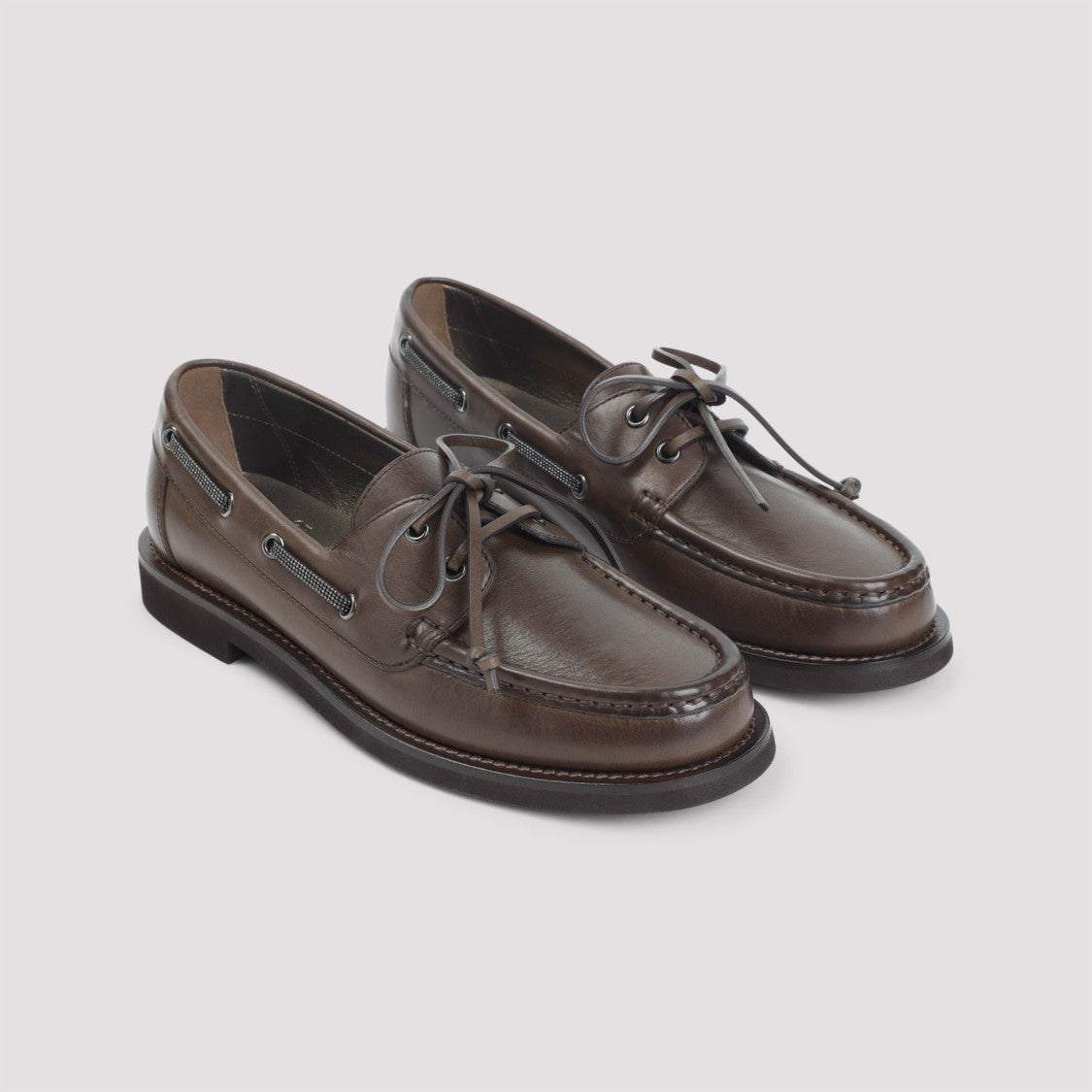 Brunello Cucinelli Brown Leather Loafers