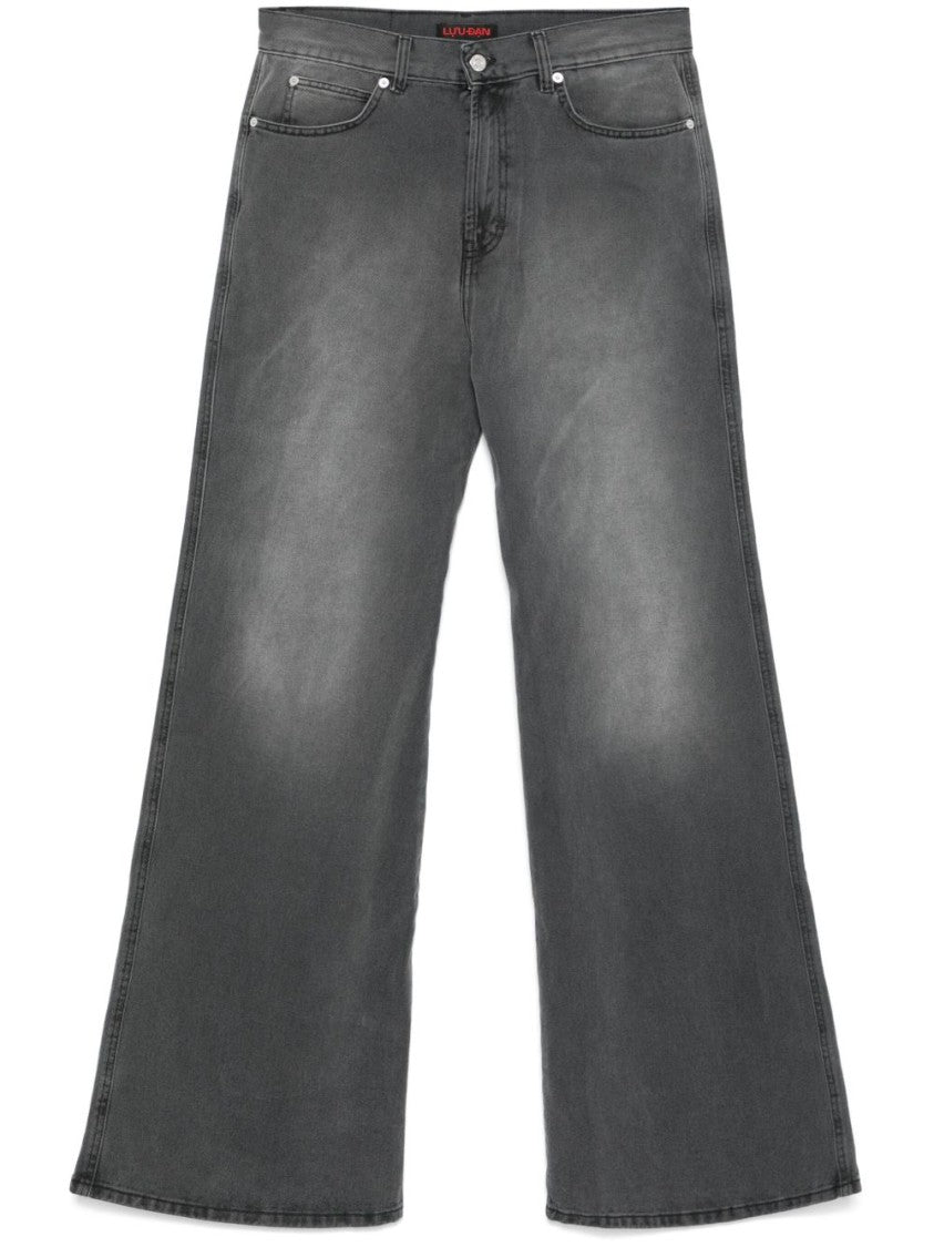 Luu Dan Wide-Leg Denim Jeans With Concealed Fly And Whiskering Effect