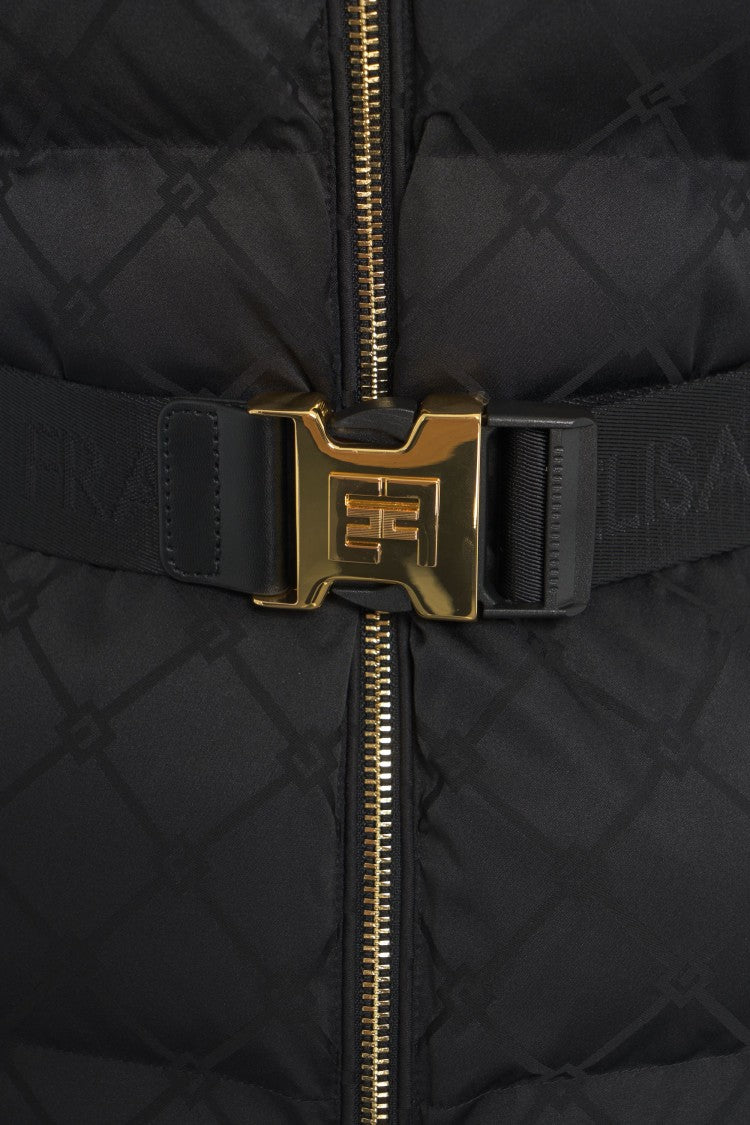 Elisabetta Franchi Down Jacket With Belt At The Waist