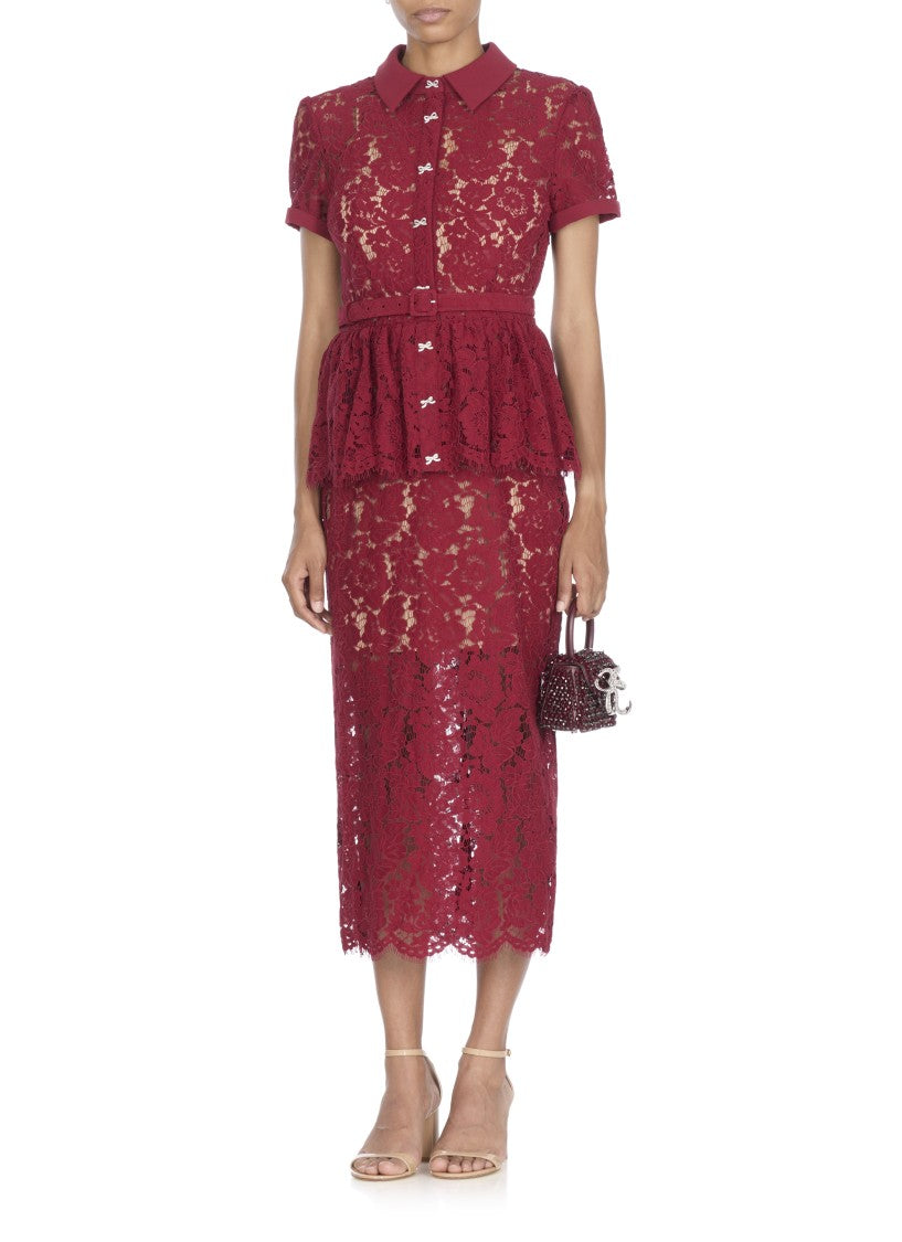 Self-Portrait Lace Peplum Midi Dress