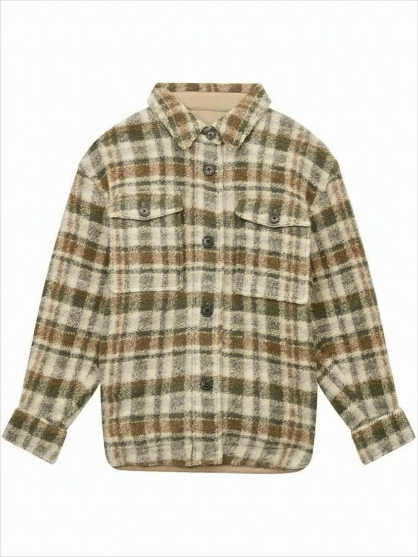 Isabel Marant Relaxed Boxy Plaid Coat With Classic Collar