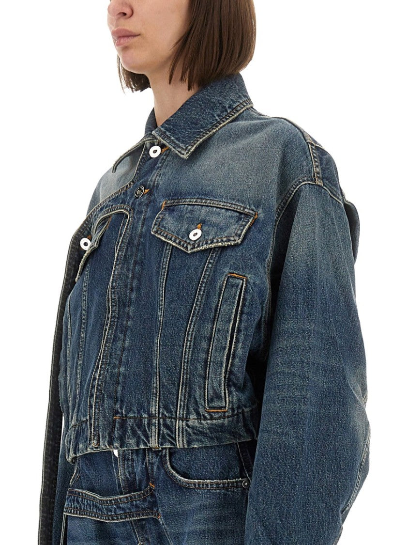 Jean Paul Gaultier Cropped Oversized Denim Jacket With Classic Collar