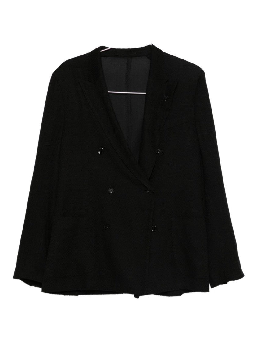 Lardini Double-Breasted Jacket In Lyocell-Cashmere Blend