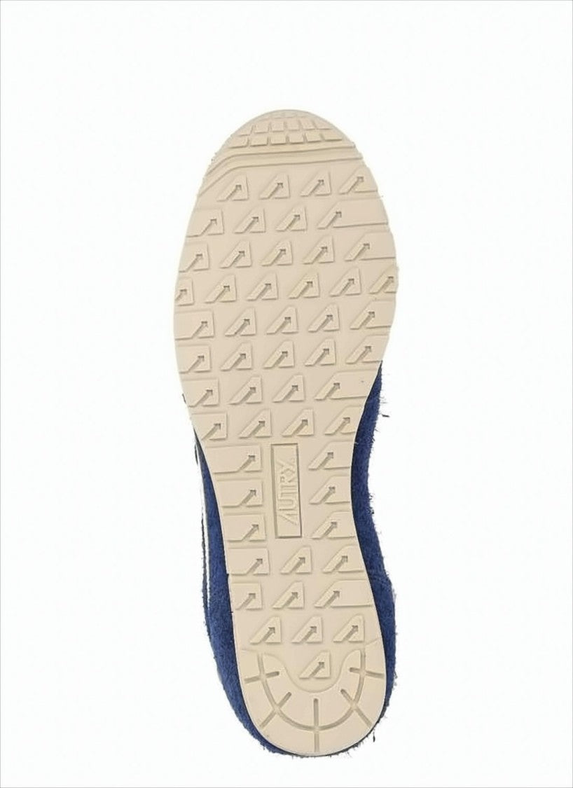 Autry Deep Blue Suede Sneakers With Cream Leather Accents