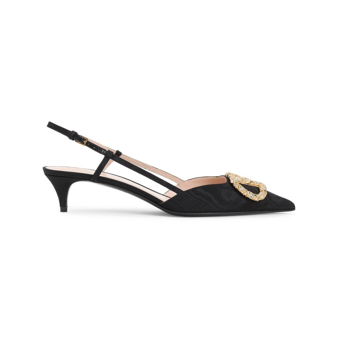 Valentino Garavani Black Viscose Slingback Pumps