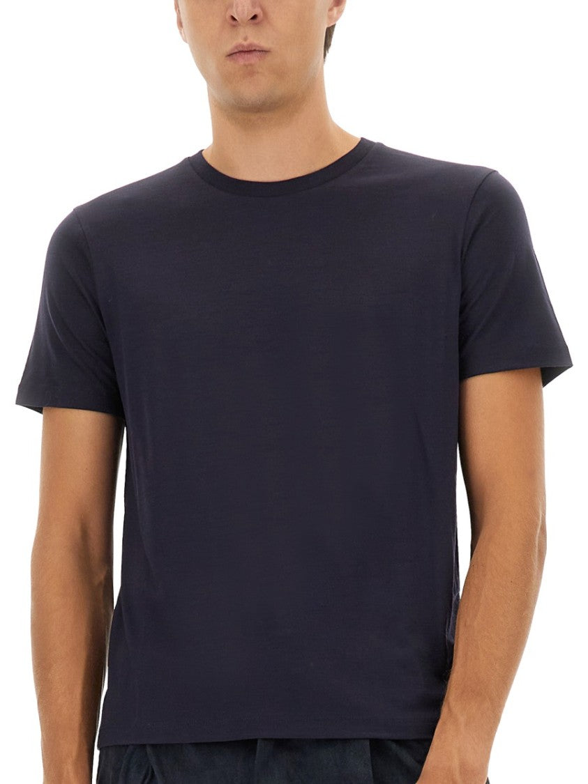Herno Blue Wool T-Shirt With Fitted Silhouette
