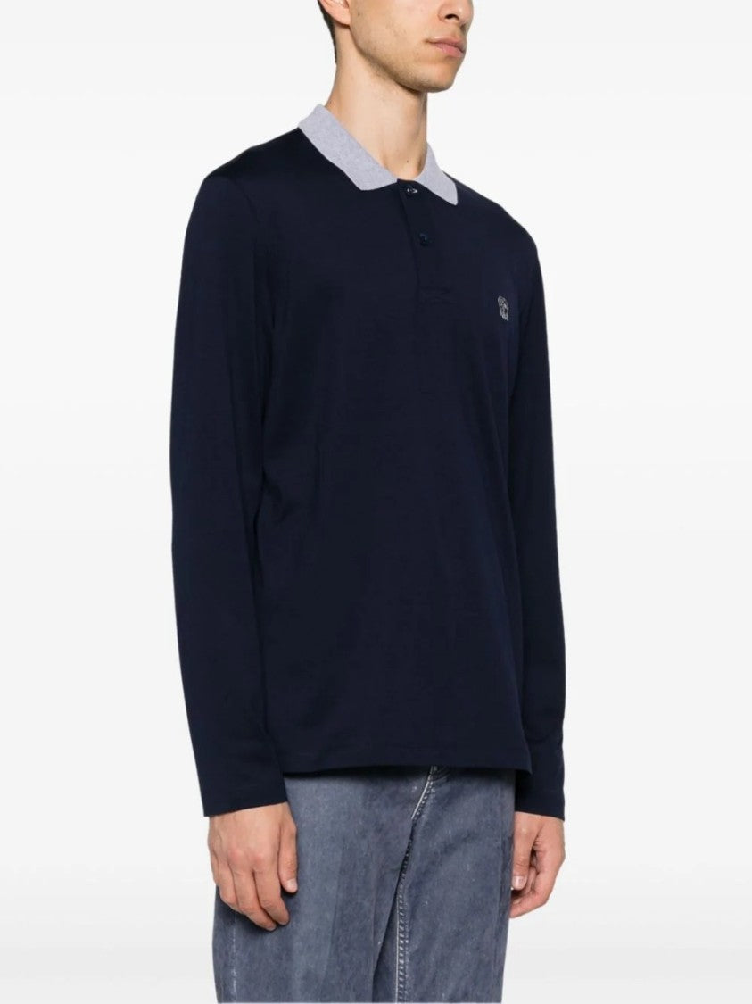 Brunello Cucinelli Long-Sleeved Polo With Contrasting Collar