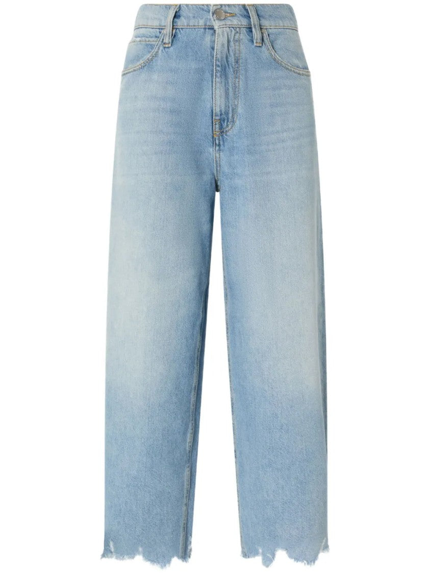 Pinko Light Blue Straight Jeans With Raw Hem
