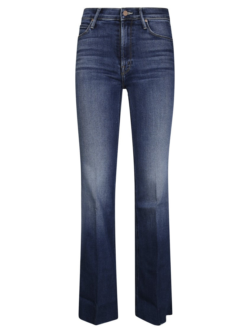 Mother Flared High-Waisted Jeans With Frayed Hem