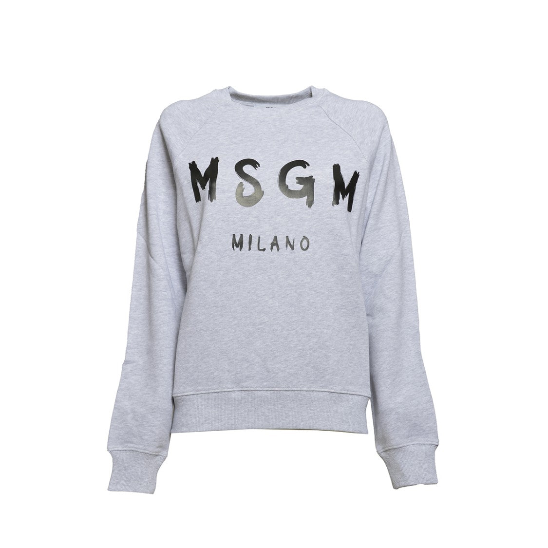 Msgm Crewneck Sweatshirt In Melange Grey Cotton