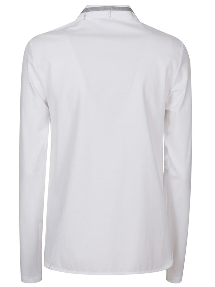 Peserico Long-Sleeved Popeline Shirt With Contrasting Trim