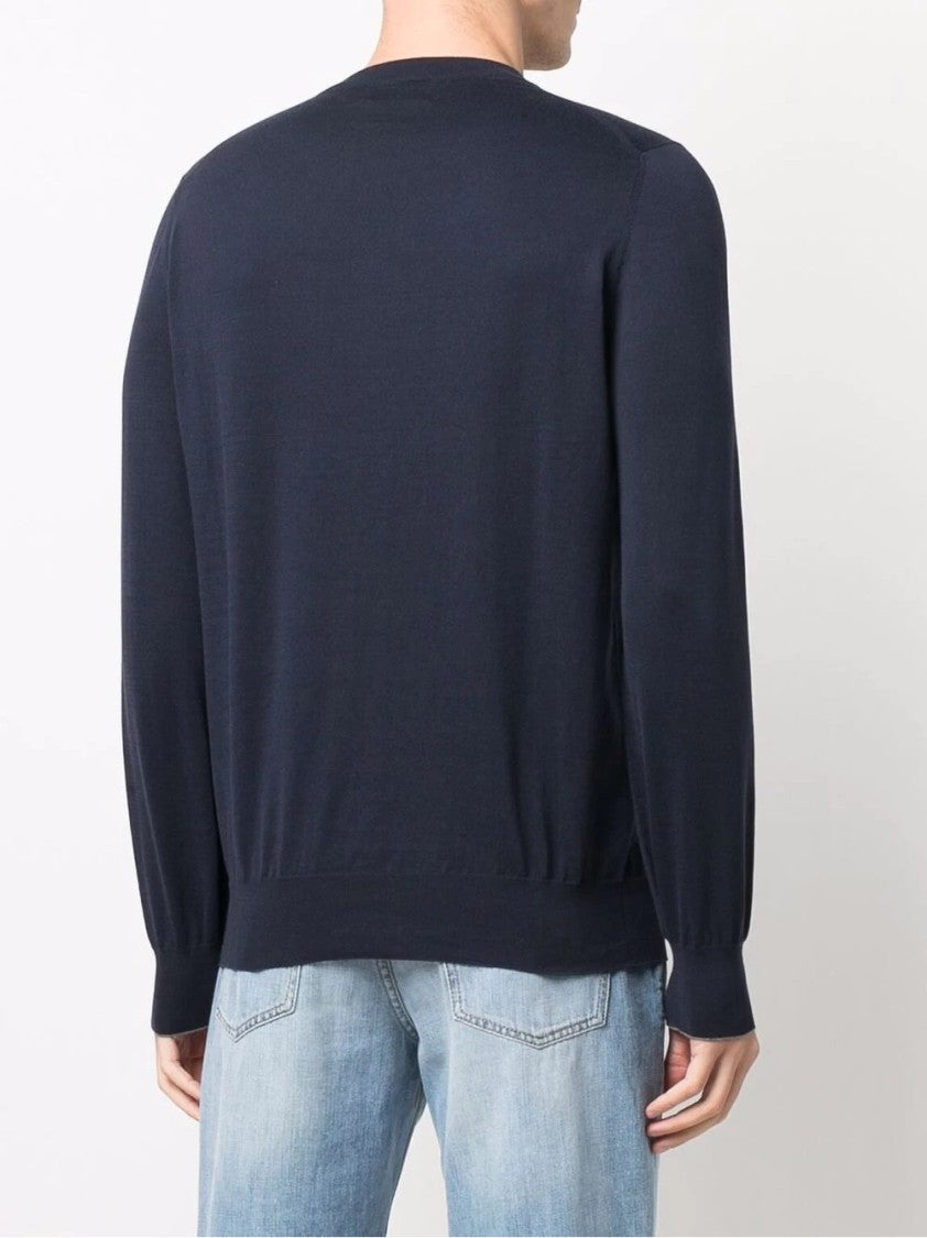 Brunello Cucinelli Classic Round Neck Black Knit Sweater