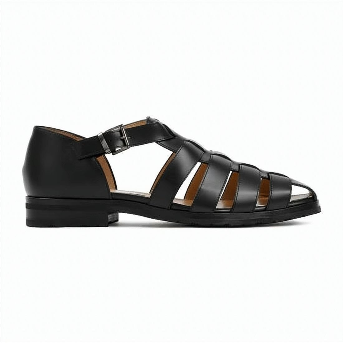 Paraboot Men's Black Leather Dom Sandal With Closed Heel