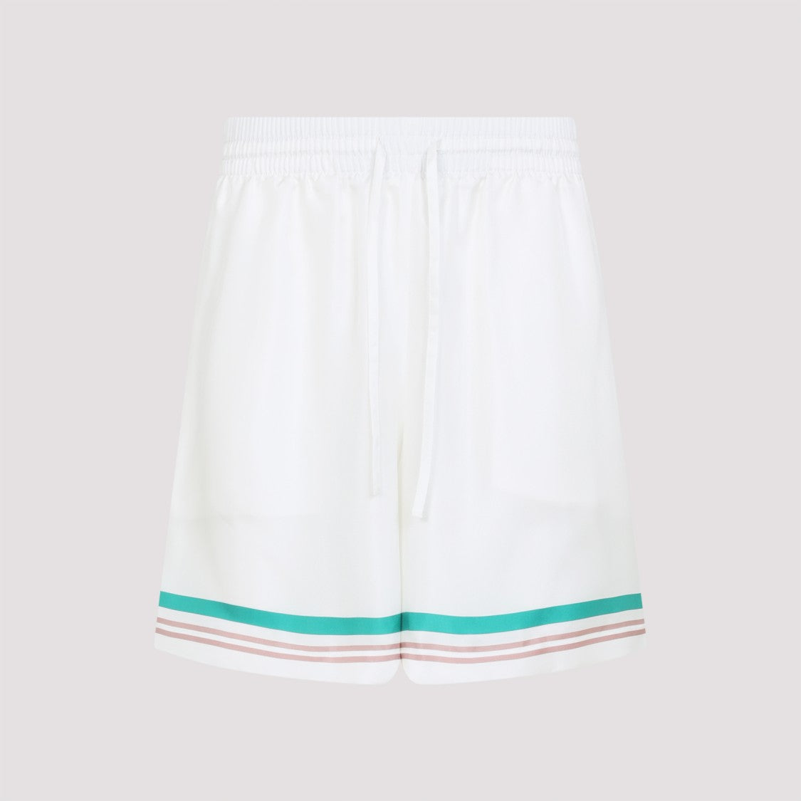 Casablanca Drawstring White Silk Shorts