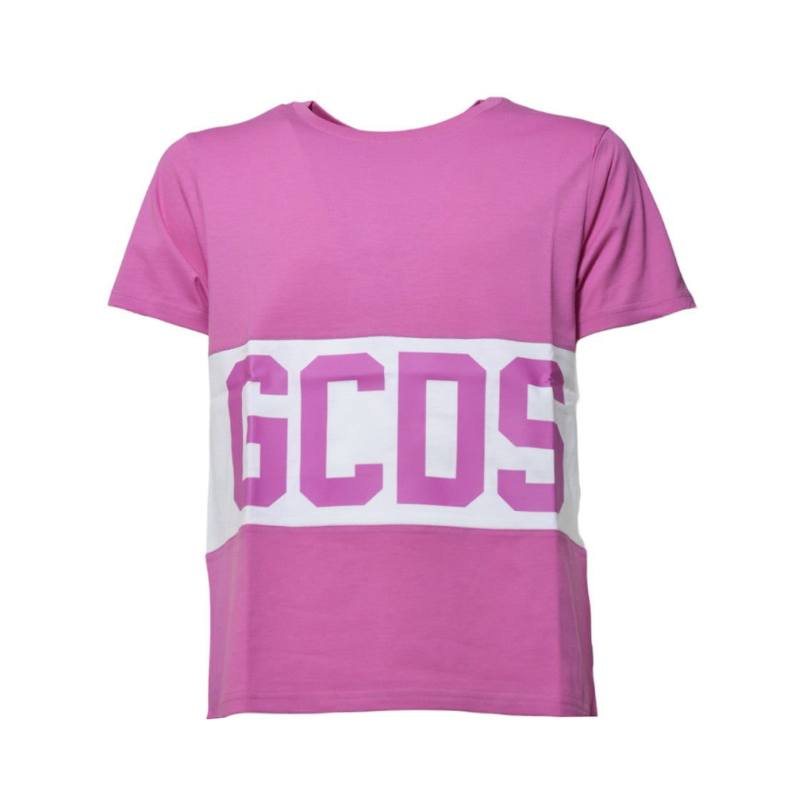 Gcds Pink Band Logo Cotton T-Shirt