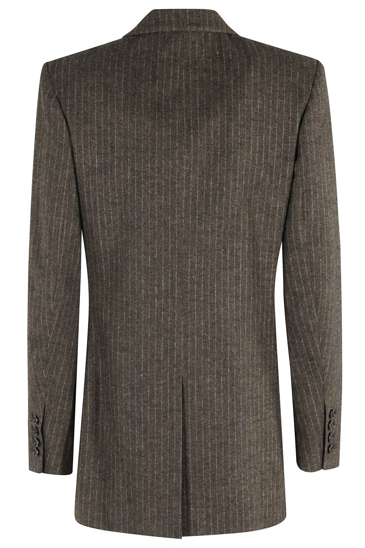 Isabel Marant Jevimagz Double-Breasted Brown Striped Wool-Blend Jacket