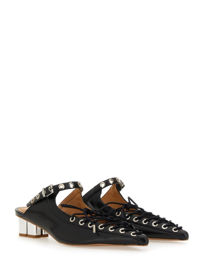 Ganni Pointed Toe Lace-Up Mules