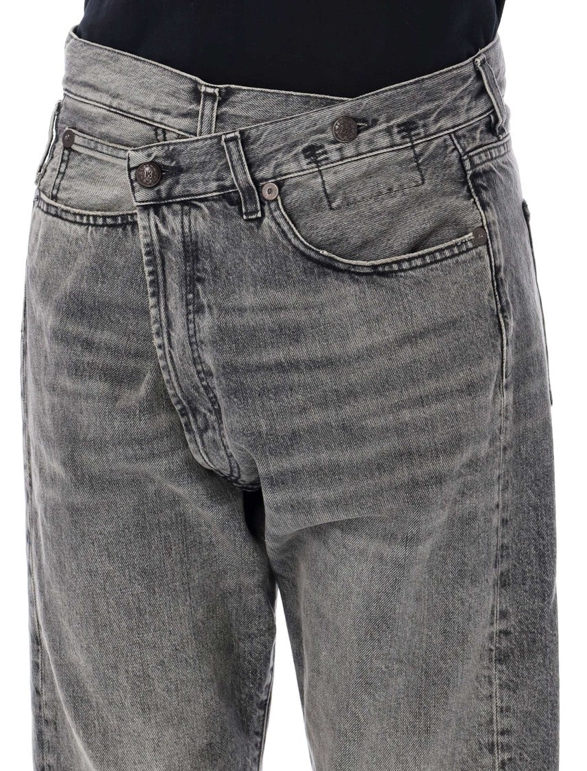 R13 Crossover Leyton Black Cropped Black Jeans