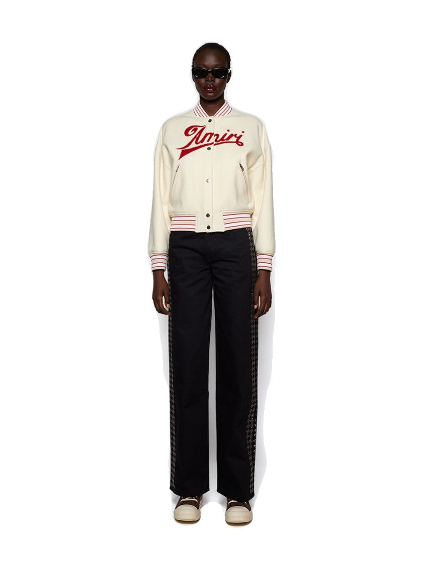 Amiri Quad Cyrstal Wide Leg Jeans Black