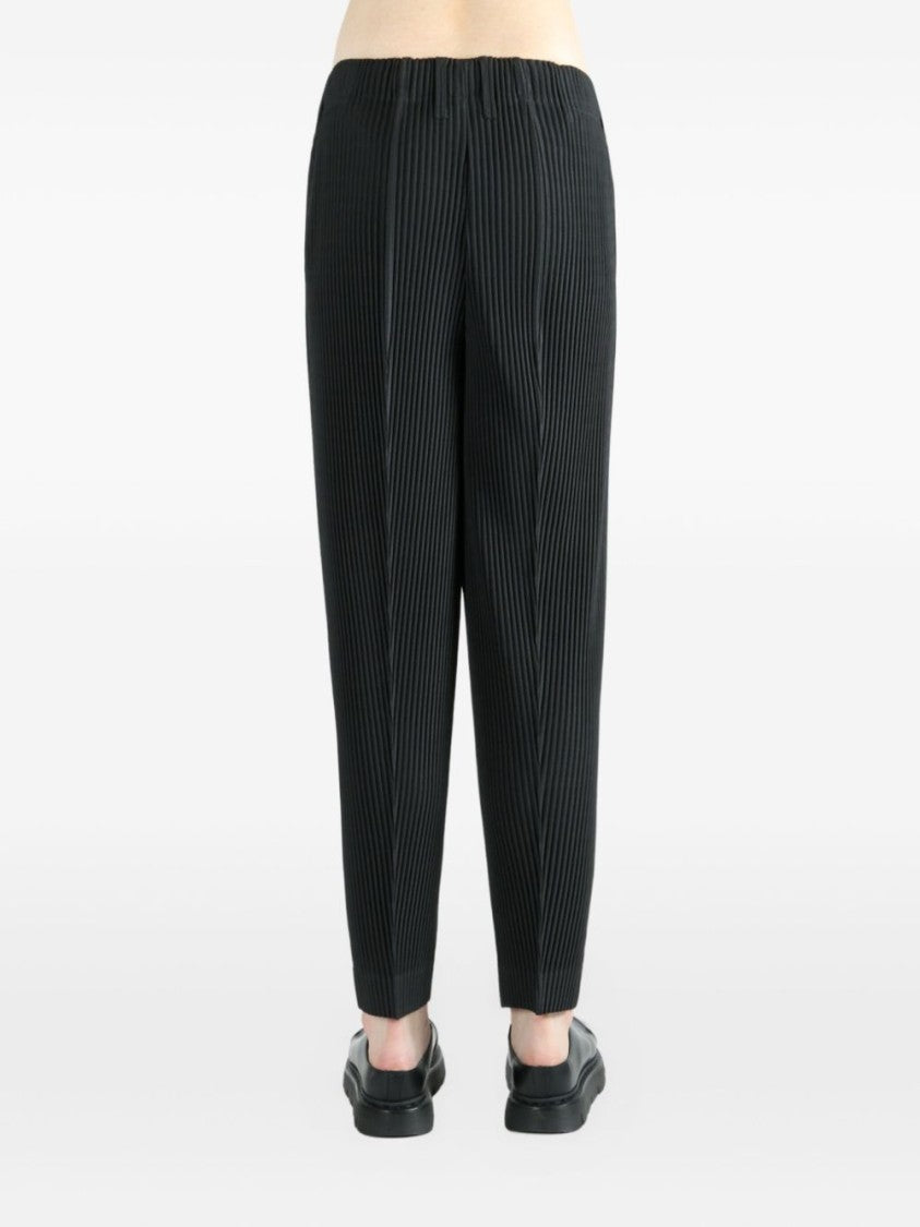 Homme Plissé Issey Miyake Pleated Straight Leg Trousers With Elasticated Waistband