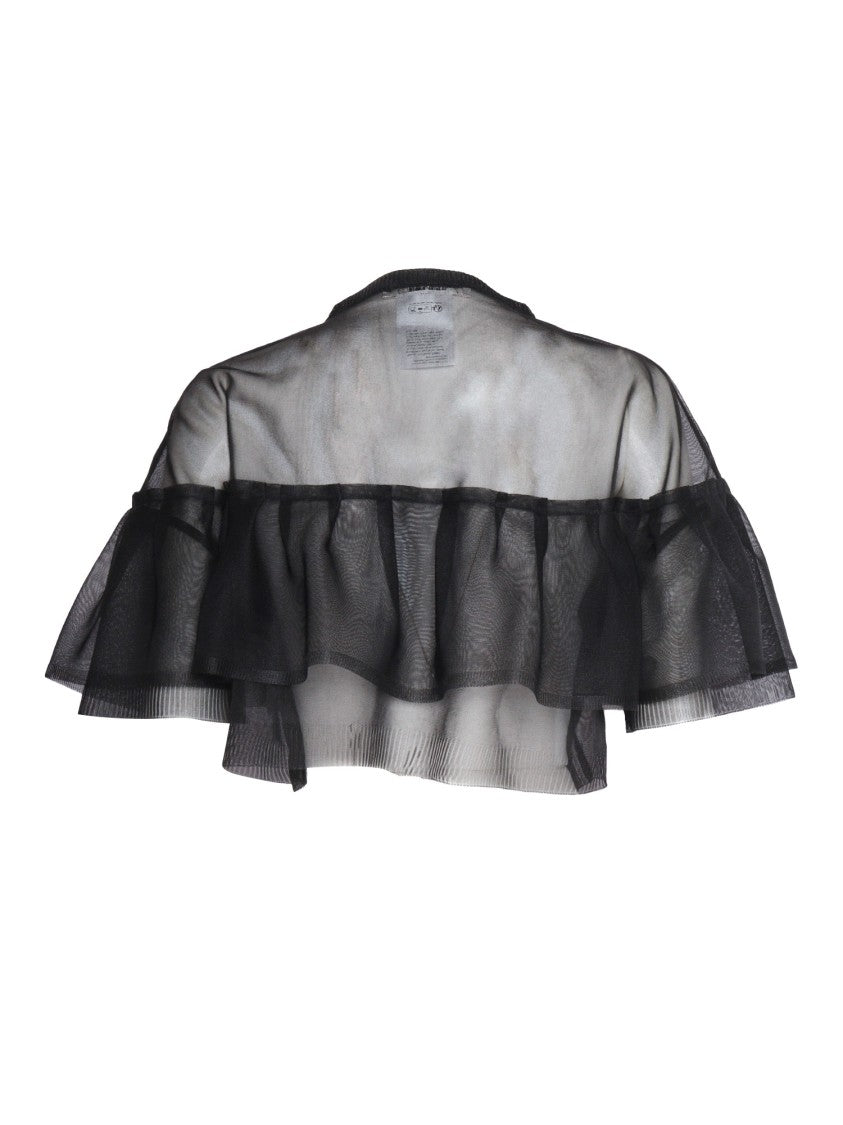 Philosophy Di Lorenzo Serafini Sheer Black Top With Ruffle Detail