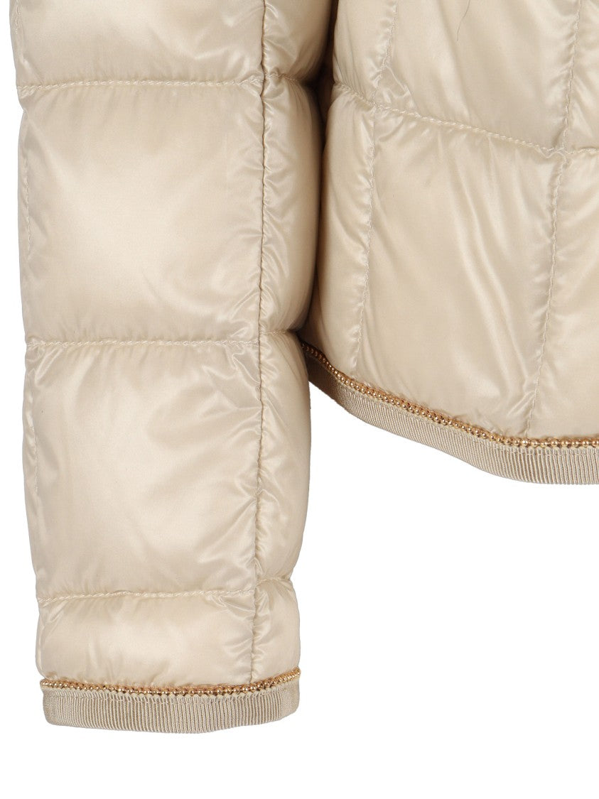 Fay Light Feather Jacket With Grooved Edges And Chain