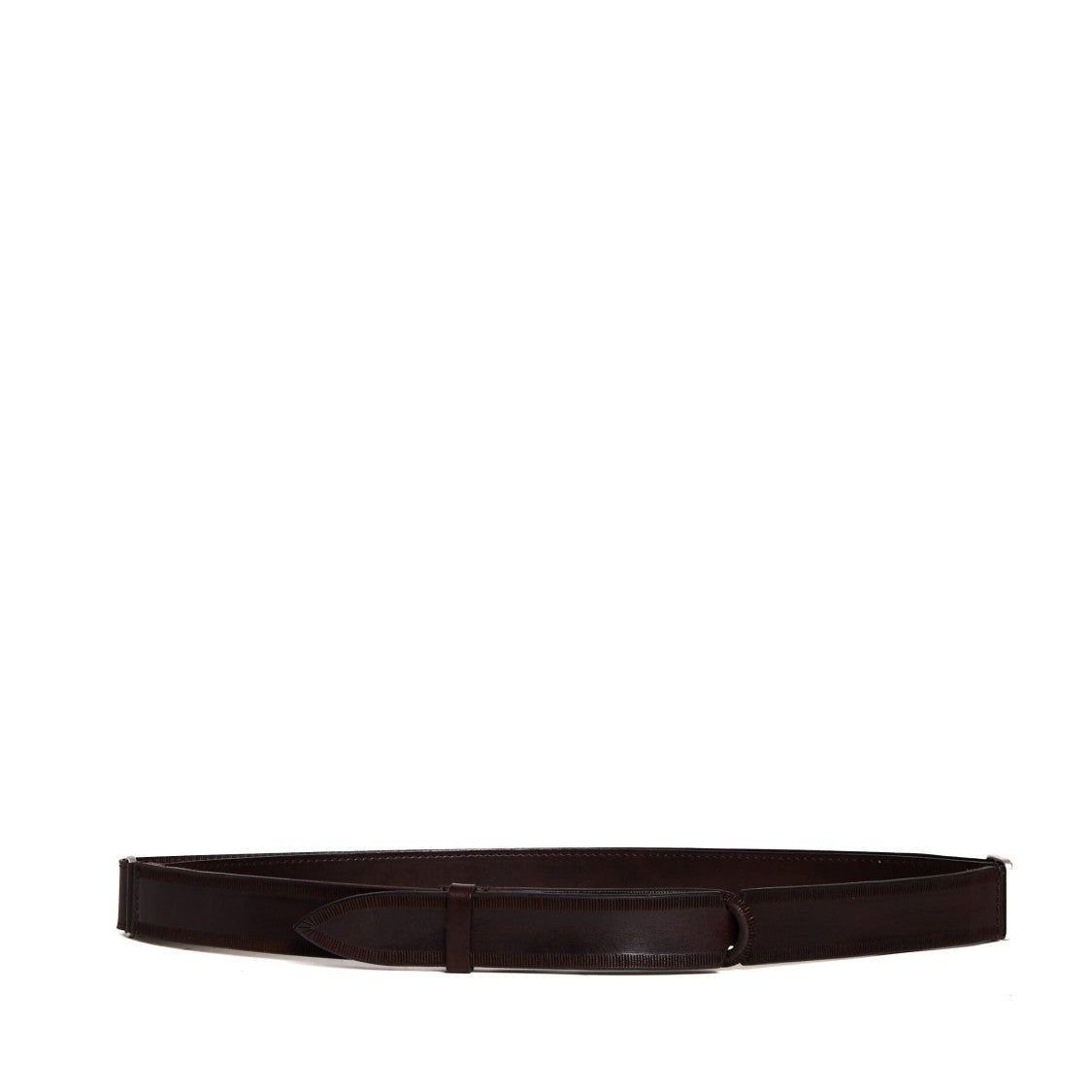 Orciani Minimalist Brown Leather Nobuckle Belt