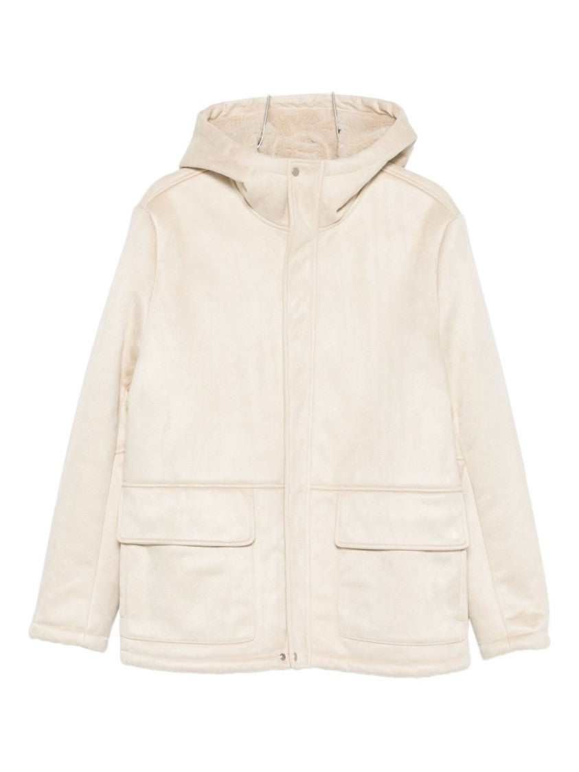 Daniele Alessandrini Minimalist Off-White Jacket With Hood And Concealed Closure