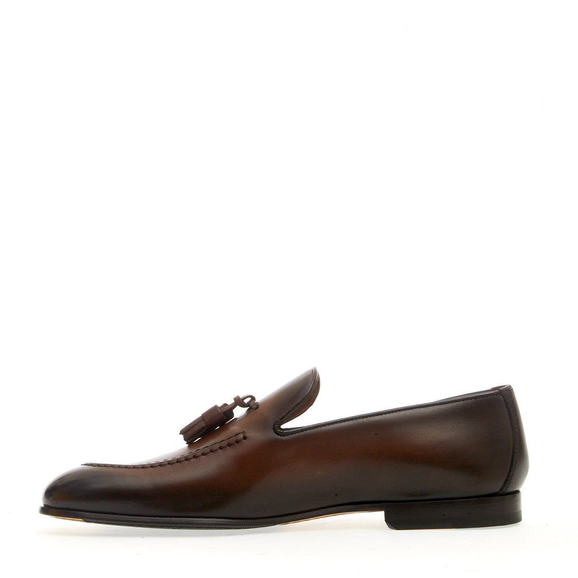 Doucal's Brown Leather Tassel Moccasin
