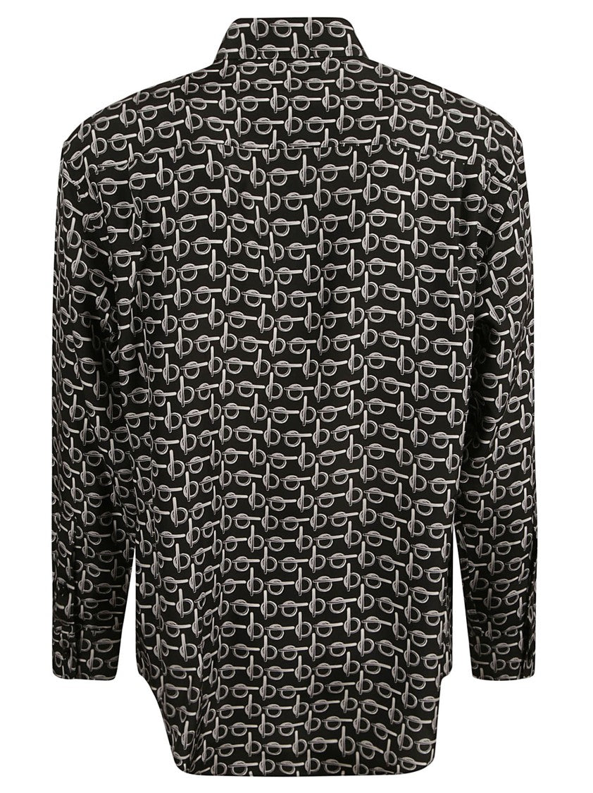Burberry Black Silk Shirt With Modern Pattern