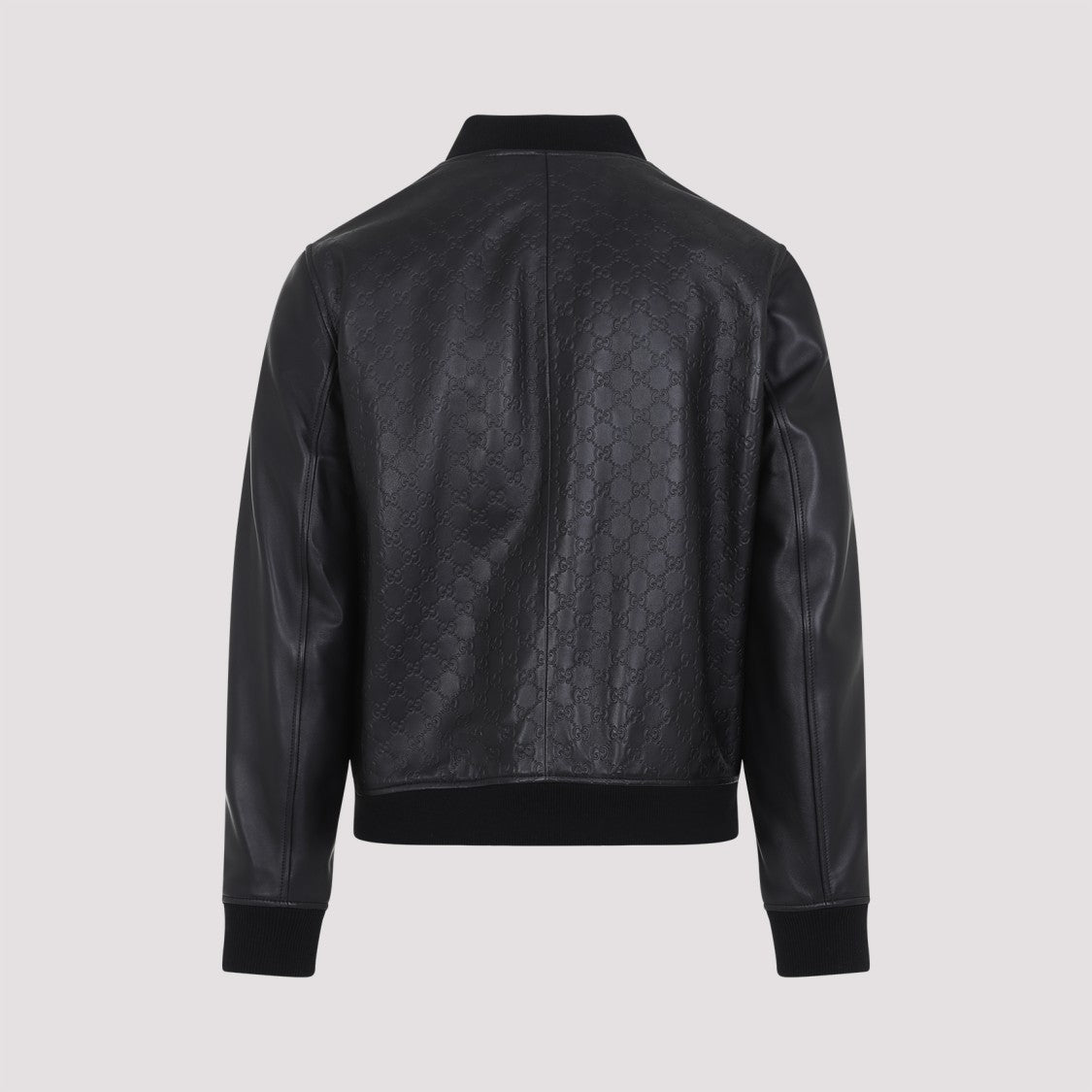 Gucci Black Lamb Leather Gg Logo Jacket