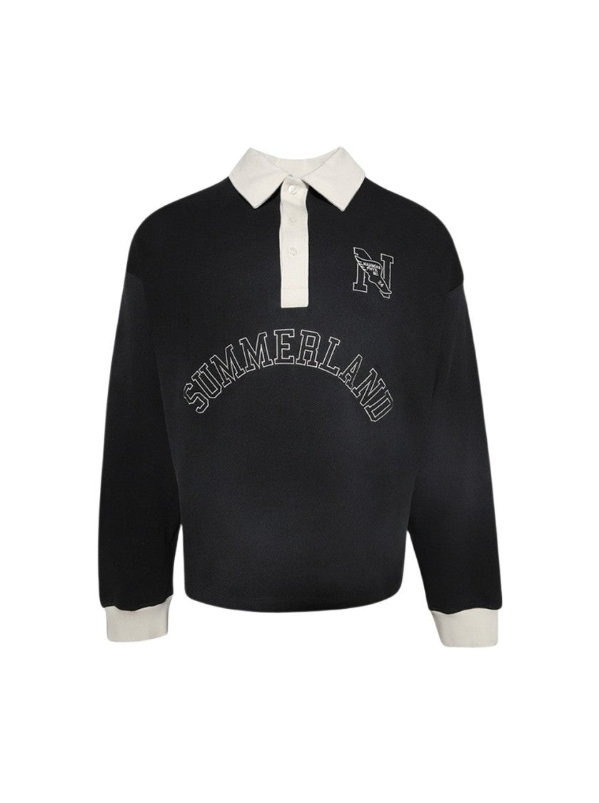 Nahmias N Long Sleeve Polo Shirt Black