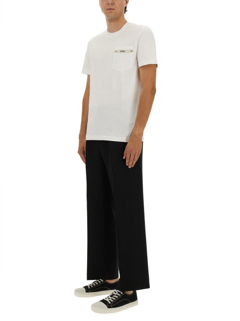 Moschino Crew Neck T-Shirt With Logo Ribbon Detail