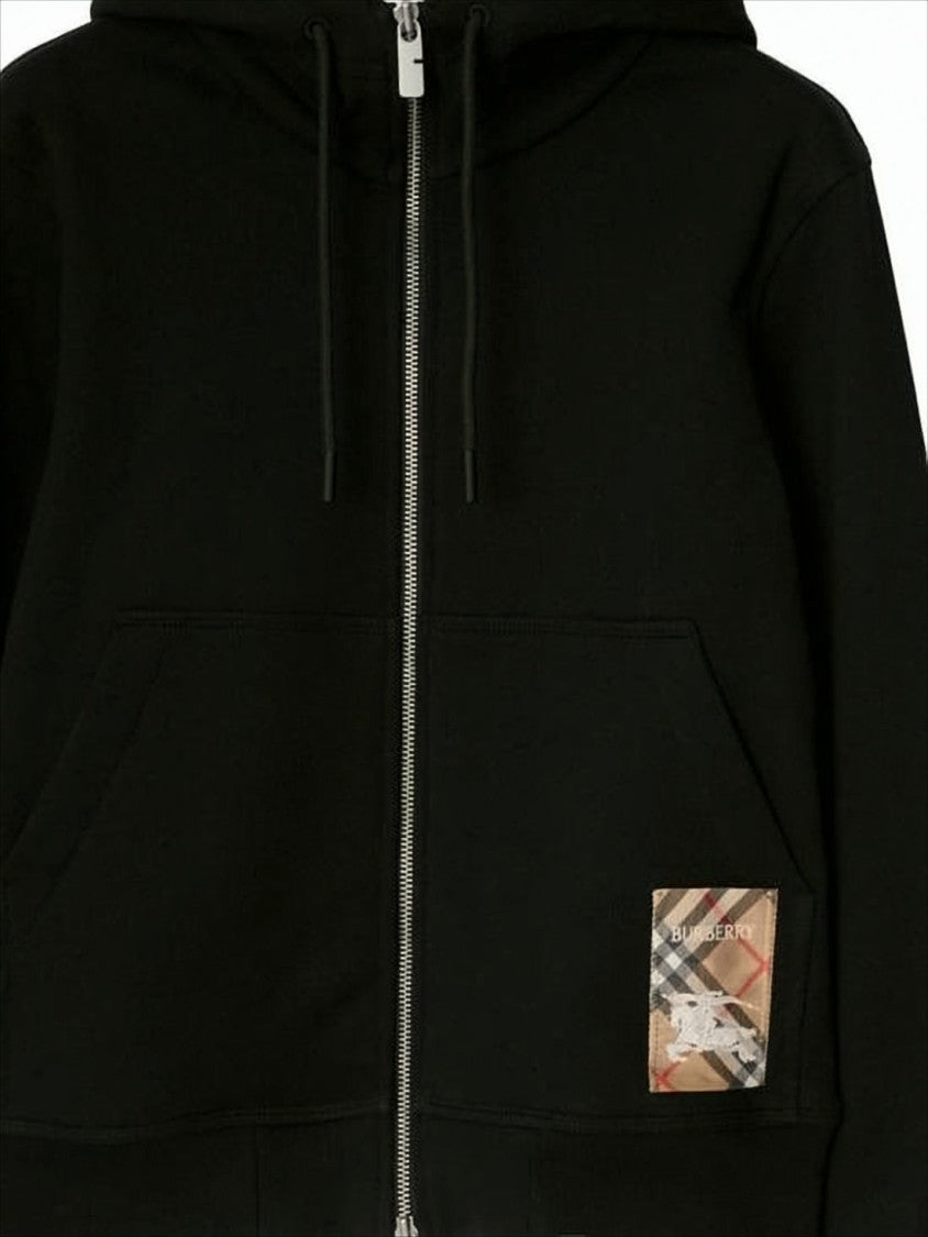 Burberry Cropped Black Cotton Hoodie