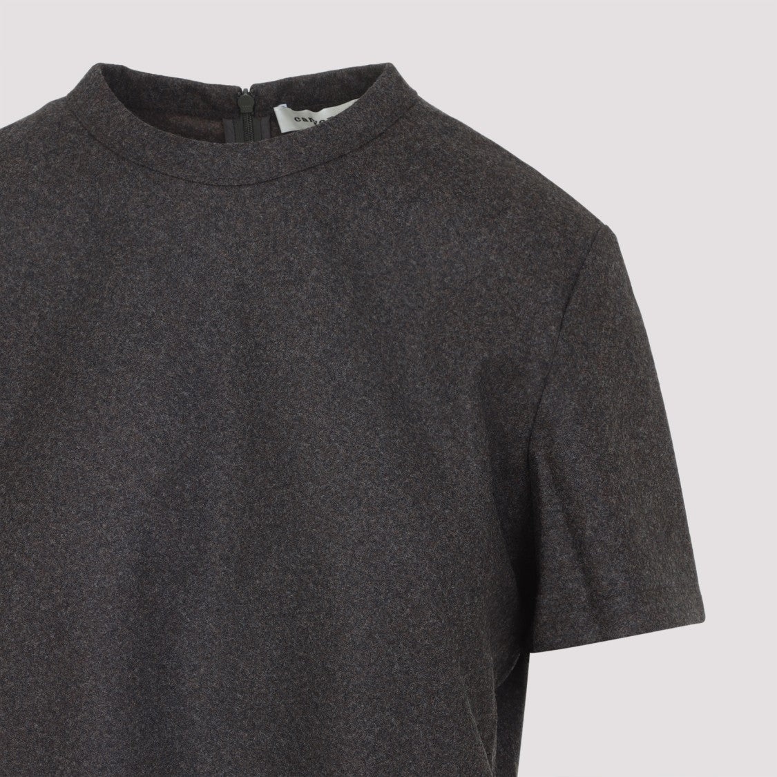 Carven Fitted Brown Virgin Wool T-Shirt