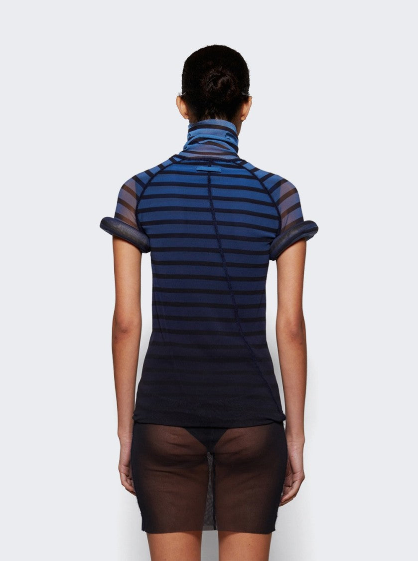 Jean Paul Gaultier Mesh 3D Short Dress Blue