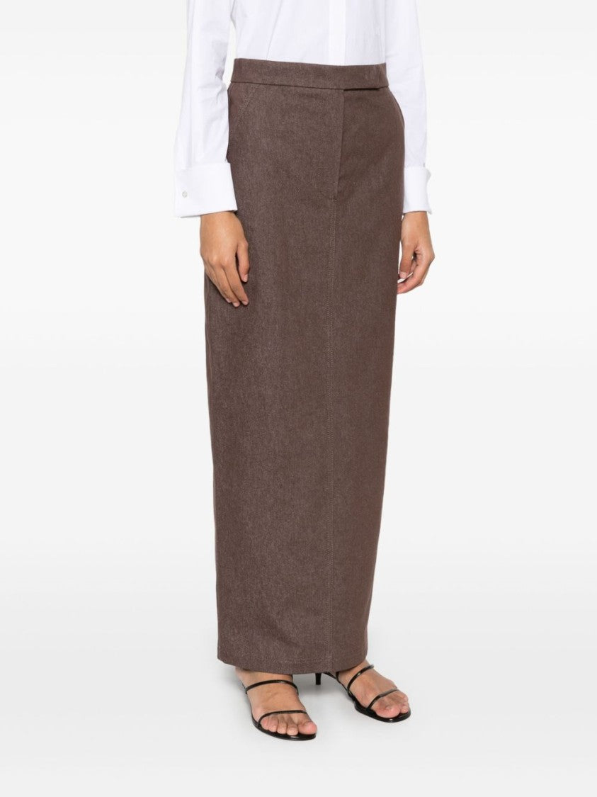Max Mara High-Waisted Brown Tailored Maxi Skirt