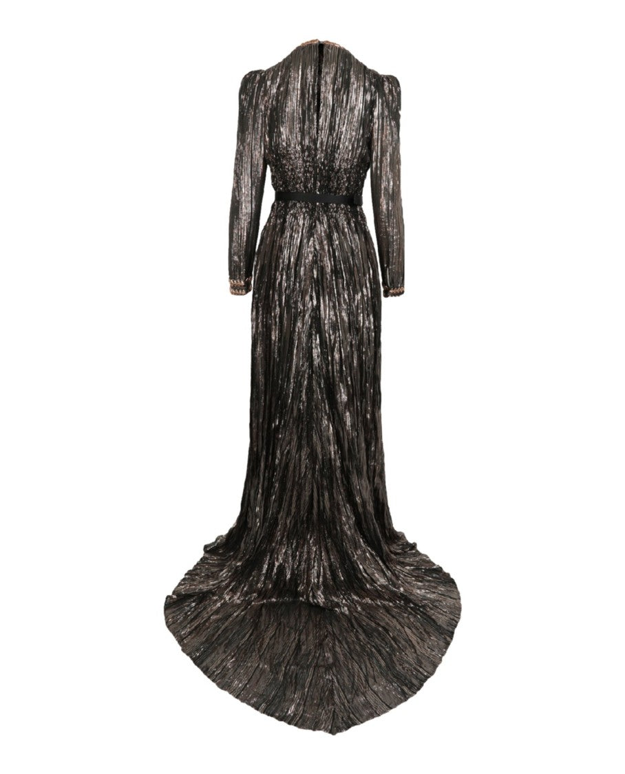 Bottega Veneta Long Sleeve Lurex Gown
