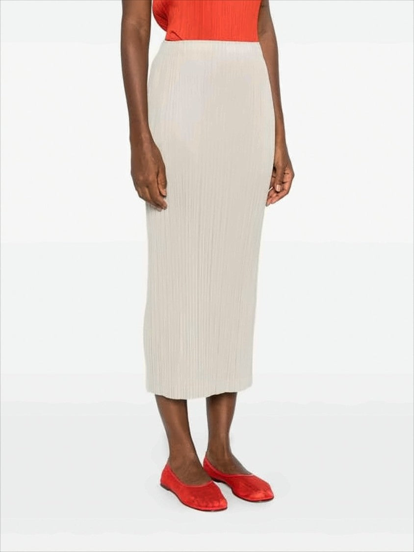 Pleats Please Pleated Midi Skirt With Smooth Waistband