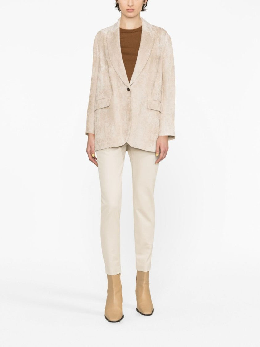 Brunello Cucinelli Cropped White Cotton Trousers With Clean Lines