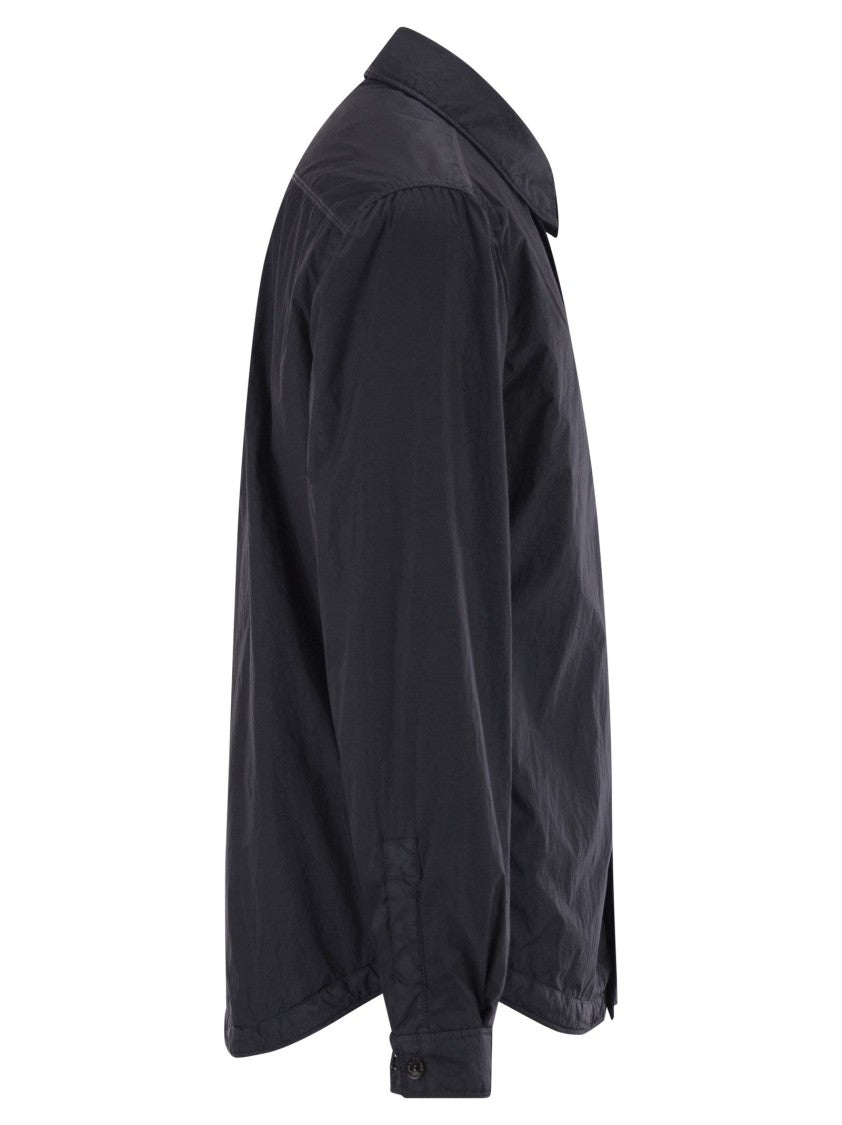 Stone Island Soft Nylon Shirt-Style Jacket With Concealed Closure