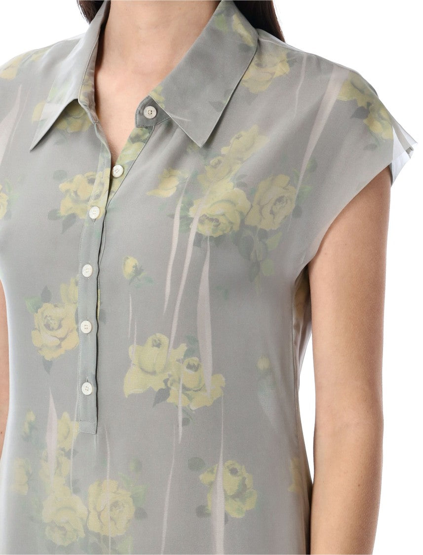 Acne Studios Dranee Vintage Rose Print Long Dress
