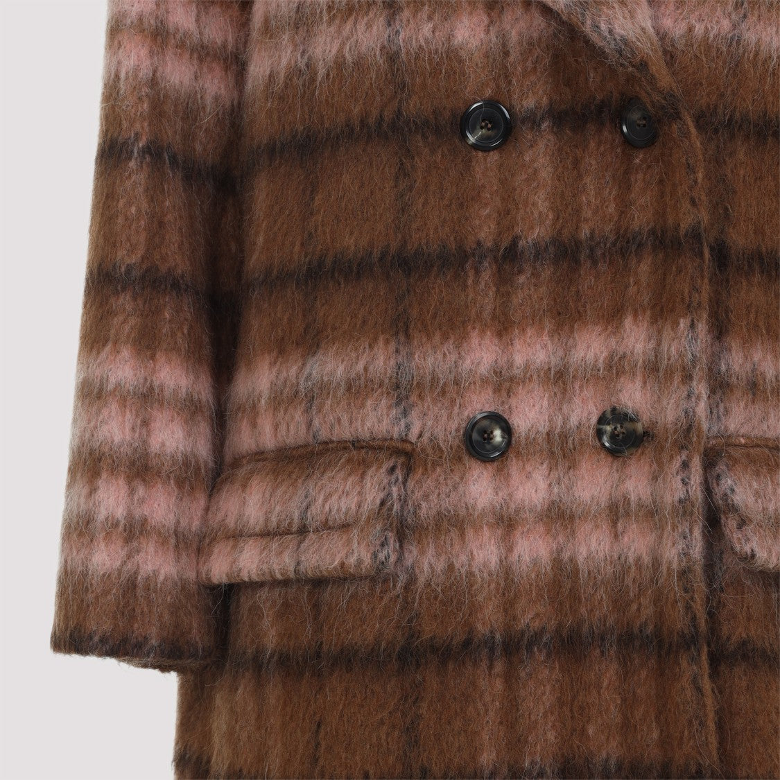 Moschino Double-Breasted Plaid Coat With Warm Acrylic Blend