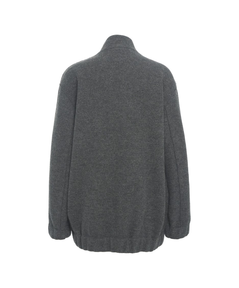 Harris Wharf London Textured Virgin Wool Oversized Bomber Jacket