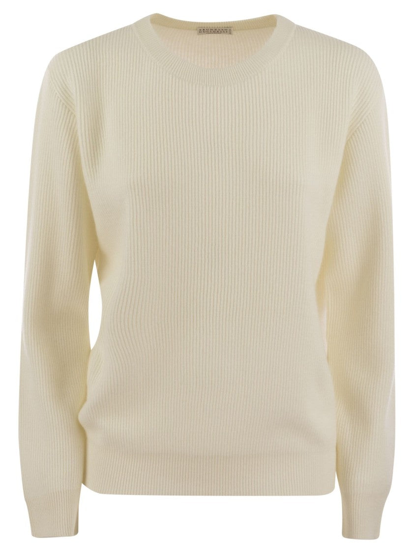 Brunello Cucinelli English Rib Cashmere Sweater With Monile
